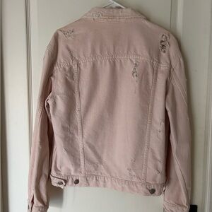 Zara Distressed Pink Denim Jacket